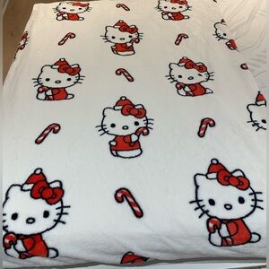 ❤️ Preloved  Cute 🥹 Hello Kitty Faux Fur Holiday Plush Blanket  ❤️